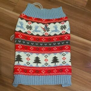 Festive Red and Blue Dog Sweater